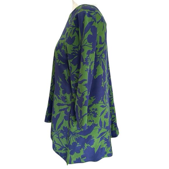 Max Mara Silk Tunic Top Womens Size 4 Blue Green Floral Designer Luxury Timeless - Picture 11 of 13